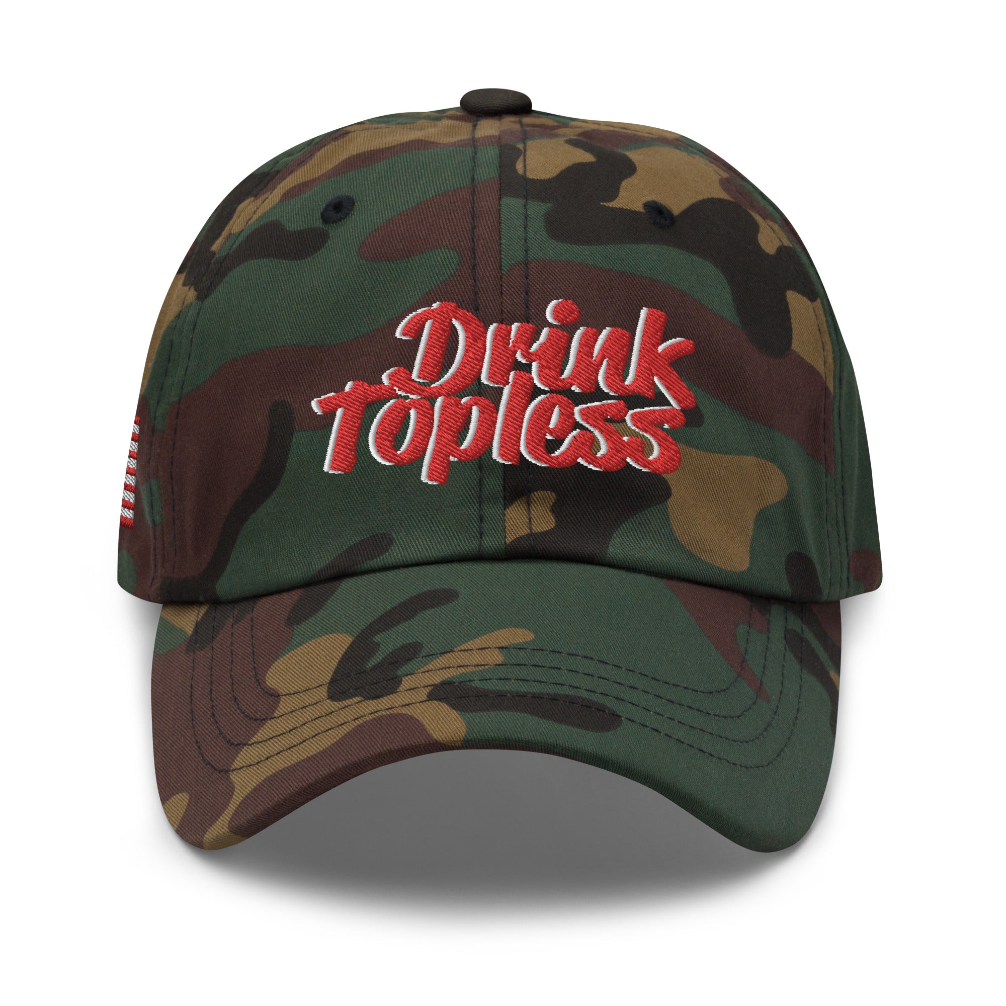 Drink Topless 'Merica - Dad Hat-Merchandise-Draft Top-Green Camo-Draft Top