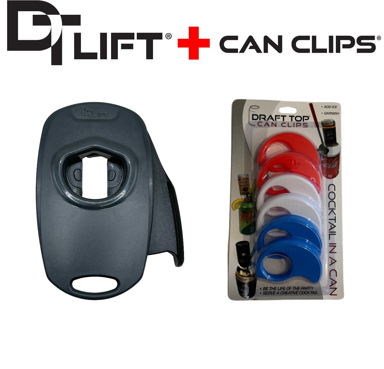 Draft Top® Lift Universal + Can Clip 6 Pack New & Improved-DT Universal-Draft Top-Black Grey + RWB-Draft Top