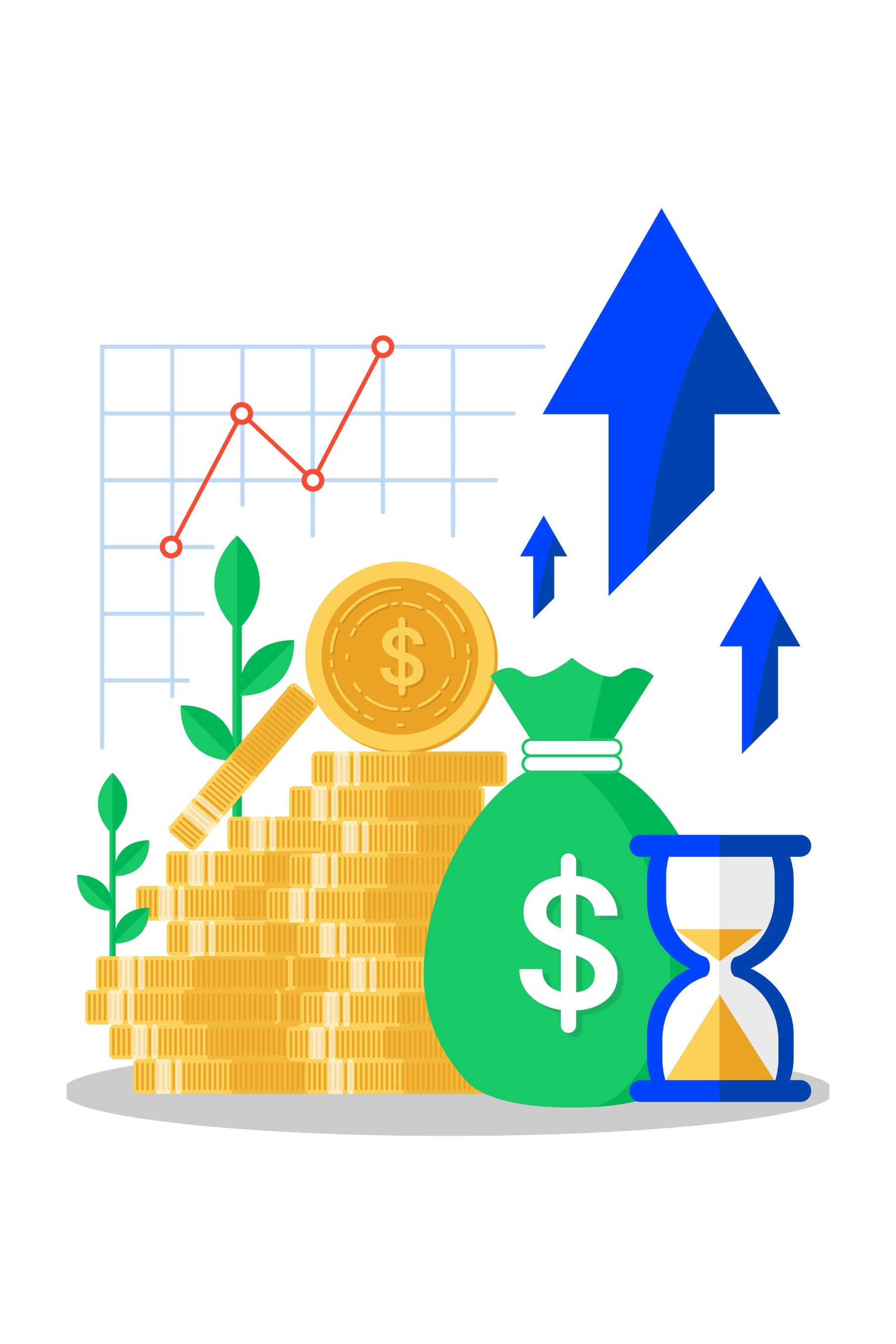 graphic showing money and chart