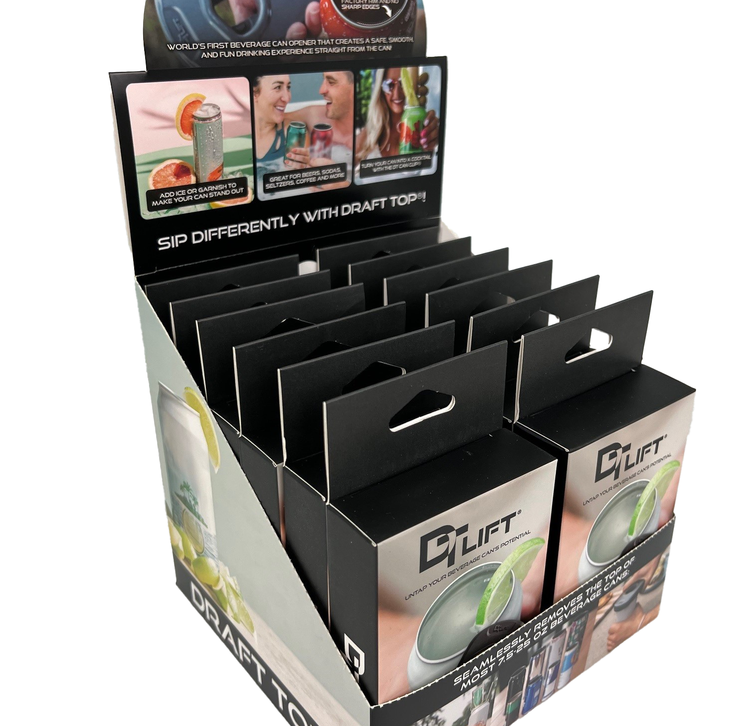Shelf Display - Draft Top LIFT Universal Grey & Black (12 Units)-Wholesale-Draft Top-Draft Top