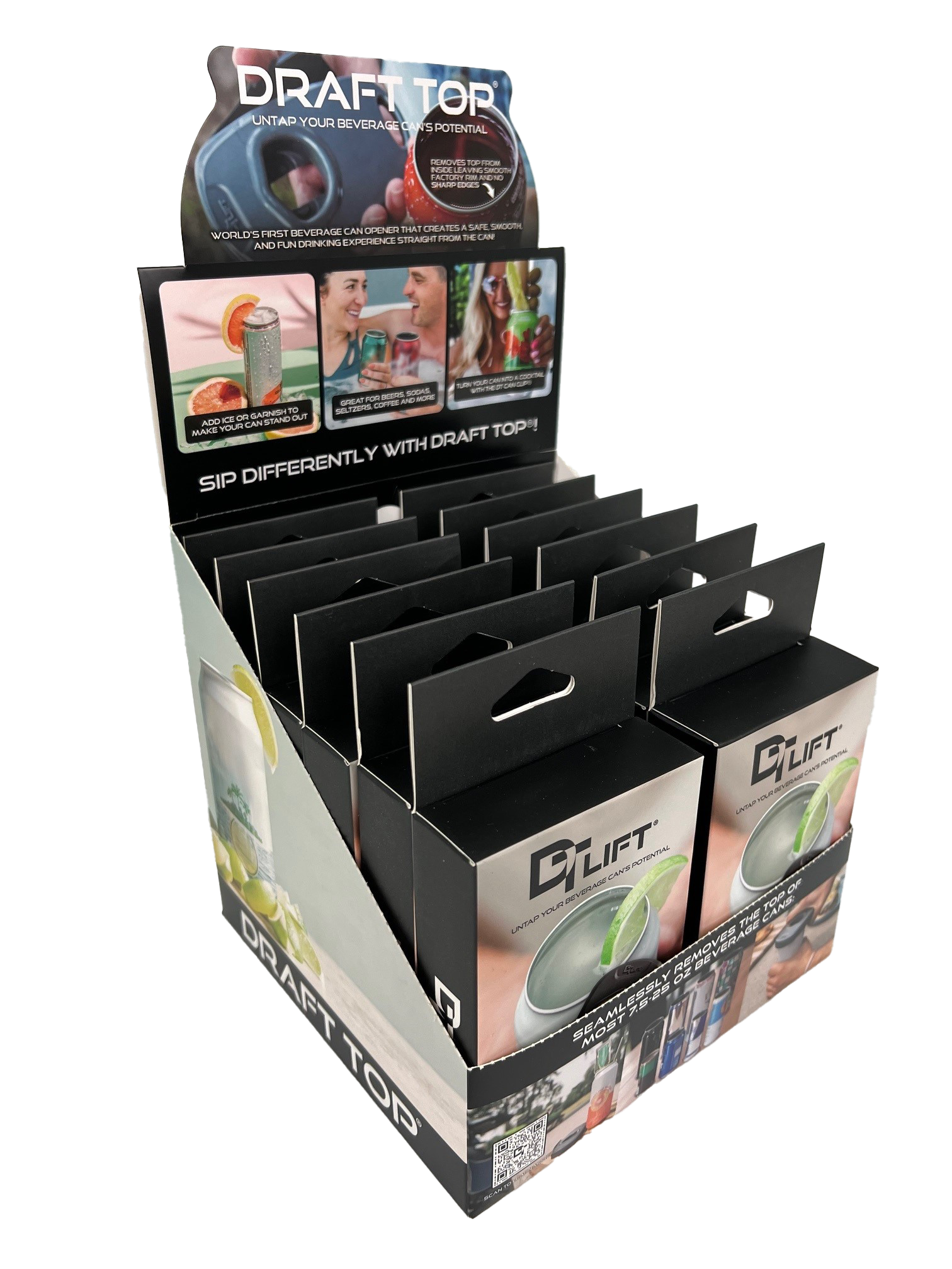 Shelf Display - Draft Top LIFT Universal Grey & Black (12 Units)-Wholesale-Draft Top-Draft Top