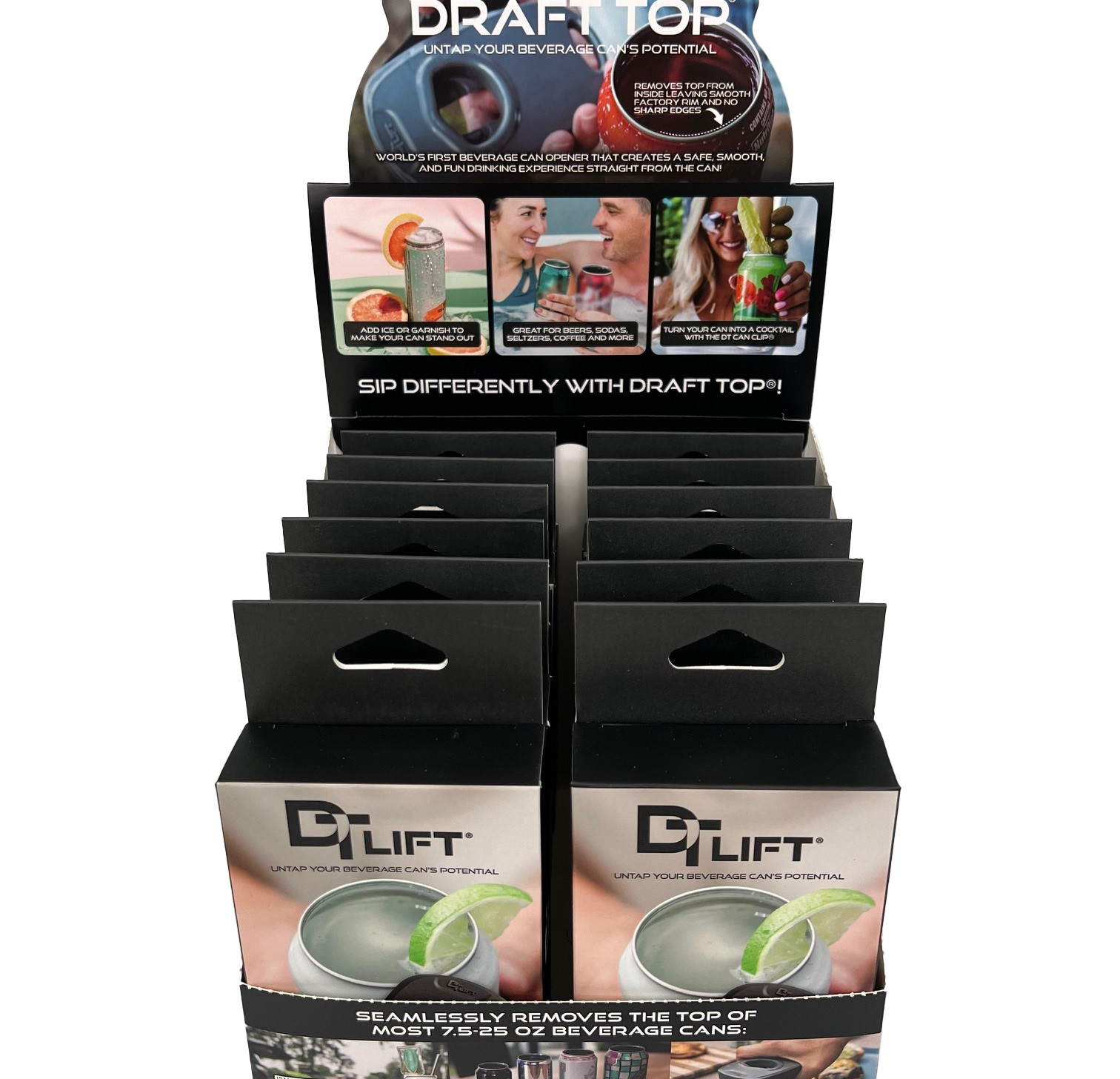 Shelf Display - Draft Top LIFT Universal Grey & Black (12 Units)-Wholesale-Draft Top-Draft Top